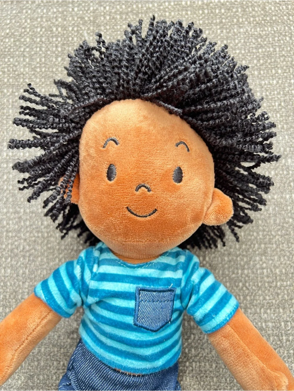 Striped Blue Shirt Plush Doll for Kids - Blue